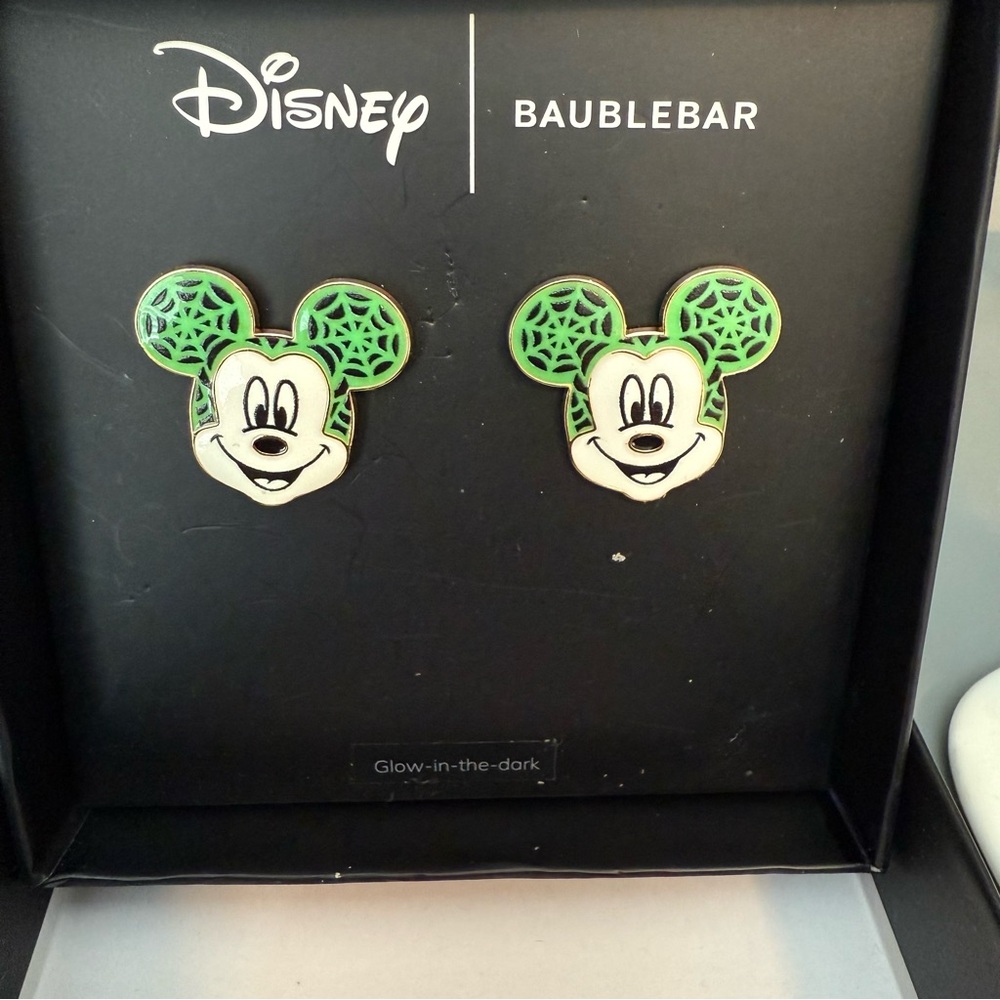 Baublebar + Disney - Mickey Glow in Dark Earrings Halloween Spider Web Print